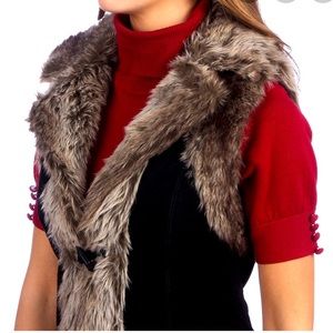 BC collection faux suede and fur brown vest